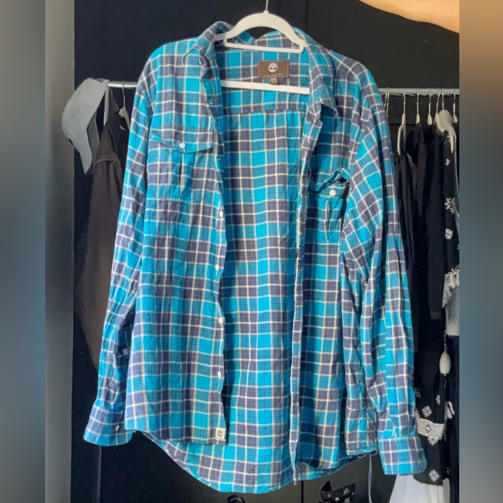 Timberland Vibrant Blue Checkered flannel classic fit shirt - size extra large